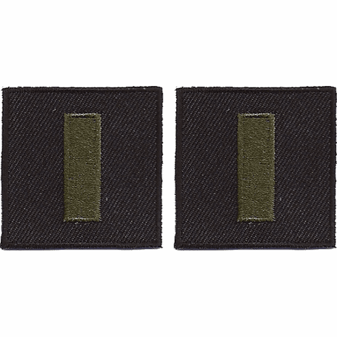 Police Lieutenant Insignia OD Green on Black 1.5" Collar Patch Pair