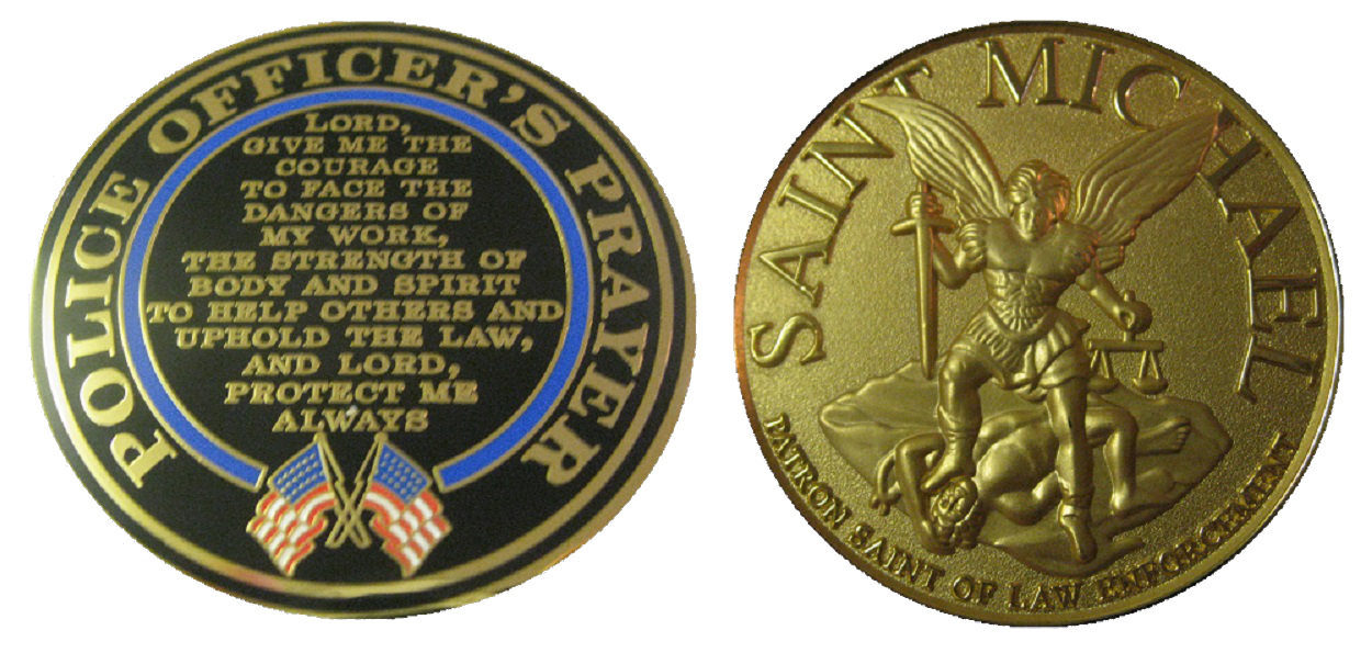 Saint Michael Patron Saint of Law Enforcement Prayer Challenge Coin