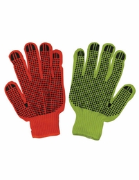 Fluorescent Knit-Cotton, Polyester Gloves w/PVC Dots