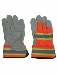Reflective Split Cowhide Gloves with 3M Scotchlite Reflective Strips