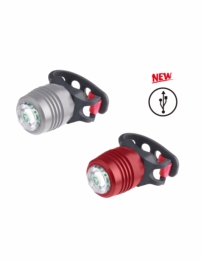 USB Rechargeable "Button" LED Bike Light Combo