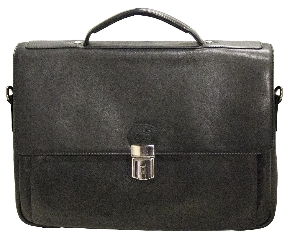 Mancini Colombian Leather Triple Compartment Laptop Briefcase