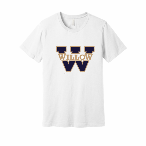BELLA WHITE UNISEX SOFT COTTON TSHIRT WITH W LOGO SCREENED