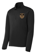 BLACK 1/4 ZIP UNISEX LIGHT WEIGHT DRIFIT PULLOVER WITH LEFT CHEST SCREENED LOGO