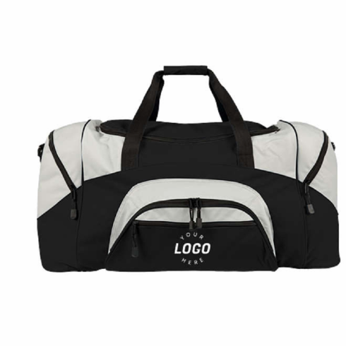 BLACK DUFFLE BAG WITH EMBROIDERED LOGO & #