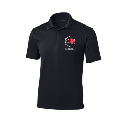 BLACK MENS DRIFIT POLO WITH EMBROIDERED LOGO