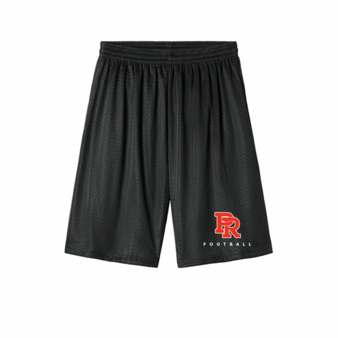BLACK MESH SHORTS W SCREENED LOGO