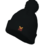 BLACK POM BEANIE WITH EMBROIDERED LOGO 