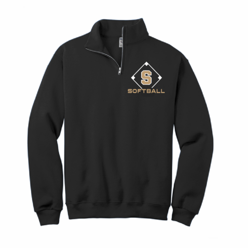 BLACK UNISEX 1/4 ZIP SWEATSHIRT WITH SCREENED S DIAMOND LOGO