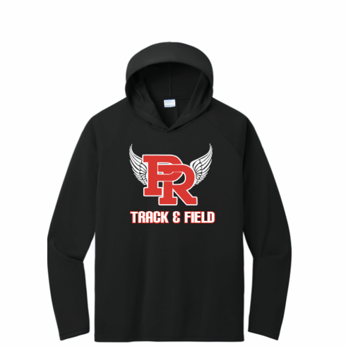 BLACK UNISEX DRIFIT HOODED LONG SLEEVE SHIRT (LIGHT WEIGHT) WITH SCREENED LOGO