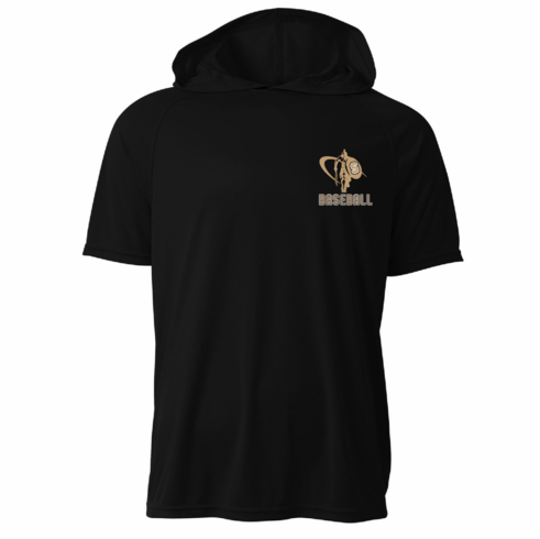 BLACK UNISEX HOODED DRIFIT SHORT SLEEVE SHIRT W SCREENED LOGO