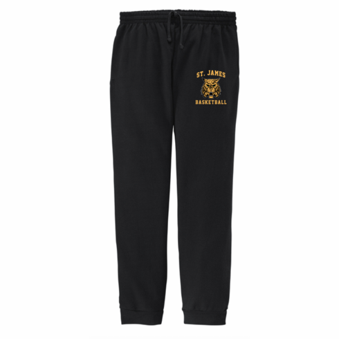 BLACK UNISEX JOGGER SWEAT PANT WITH CUFF BOTTOM AND SCREENED LOGO