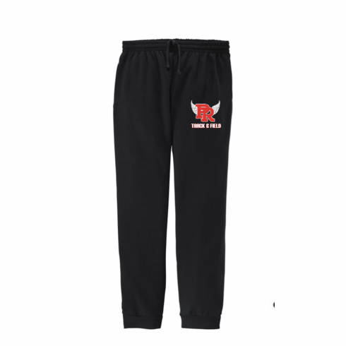 BLACK UNISEX JOGGER SWEATPANT WITH CUFF BOTTOM AND SCREENED LOGO