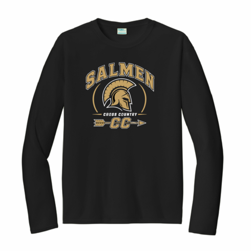 BLACK UNISEX LONG SLEEVE SHIRT WITH SCREENED LOGO