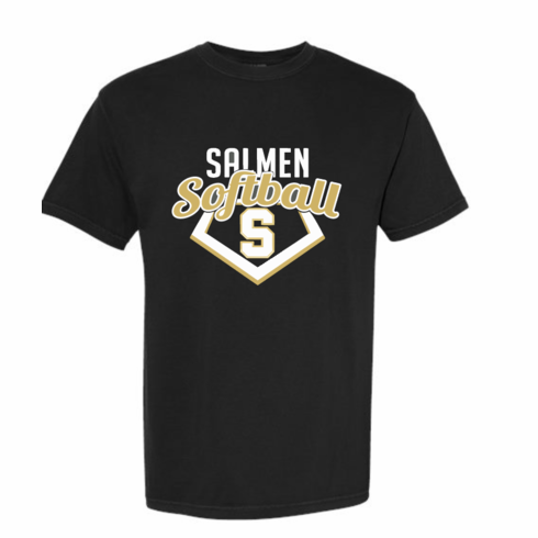 COMFORT COLOR BLACK TSHIRT (GARMENT WASHED) WITH SCREENED LOGO