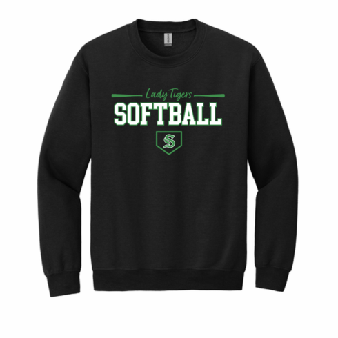 GILDAN BLACK CREW SWEAT WITH NEW SCREENED LOGO