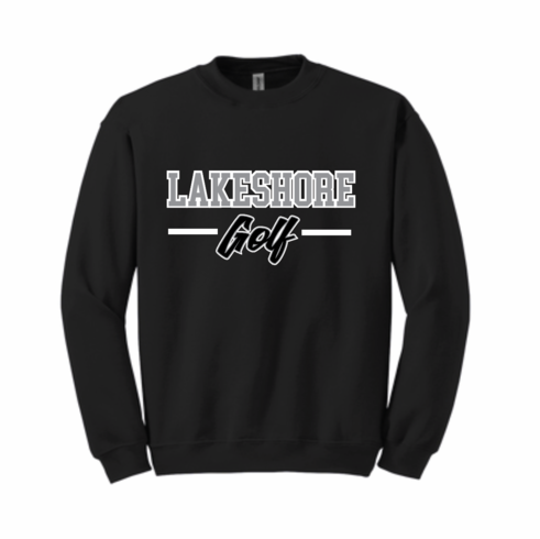 GILDAN BLACK CREW SWEAT WITH SCREENED LOGO 