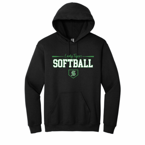 GILDAN BLACK HOODIE SWEAT WITH NEW SCREENED LOGO