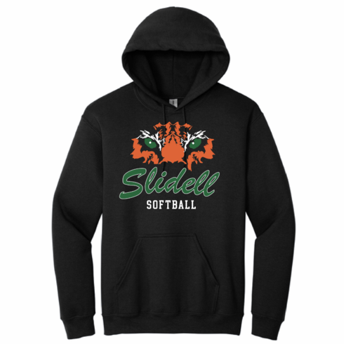 GILDAN BLACK HOODIE WITH MULTICOLOR TIGER EYE LOGO