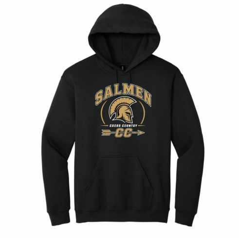 GILDAN BLACK UNISEX HOODED SWEATSHIRT WITH SCREENED LOGO