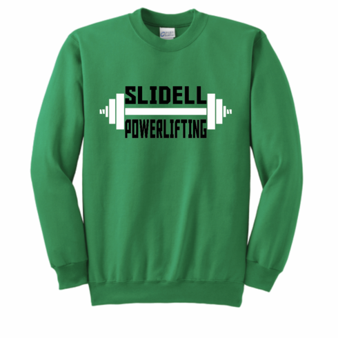 GILDAN KELLY GREEN UNISEX CREW SWEAT W SCREENED LOGO