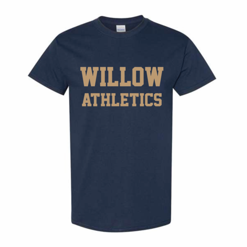 Gildan navy Cotton tshirt with WILLOW ATHLETIC logo 