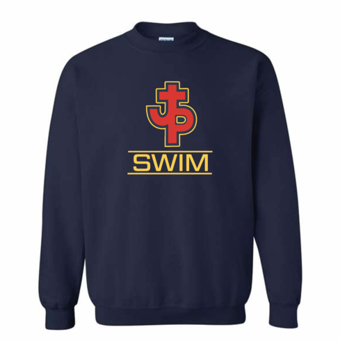 GILDAN NAVY UNISEX CREW SWEAT W SCREENED LOGO
