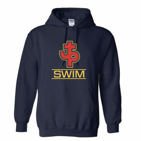 GILDAN NAVY UNISEX HOODED SWEATSHIRT W SCREENED LOGO