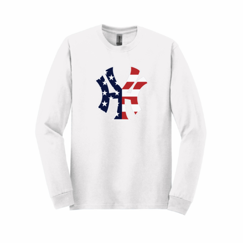 GILDAN NY UNISEX WHITE COTTON LONGSLEEVE 