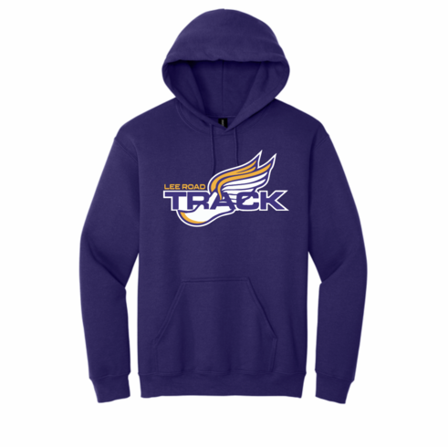 GILDAN PURPLE UNISEX HOODED SWEATSHIRT WITH SCREENED LOGO