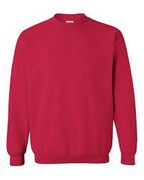 GILDAN RED CREW NECK SWEATSHIRT W SCREENED LOGO ON FRONT AND BACK 