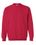 GILDAN RED CREW NECK SWEATSHIRT W SCREENED LOGO ON FRONT AND BACK 