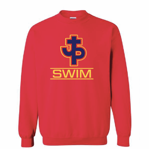 GILDAN RED UNISEX CREW SWEAT W SCREENED LOGO 