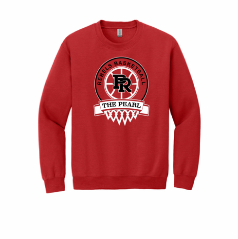 GILDAN RED UNISEX CREW SWEATSHIRT WITH SCREENED LOGO