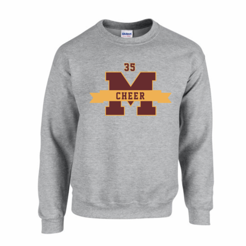 GILDAN SPORT GREY CREW SWEAT W SCREENED LOGO