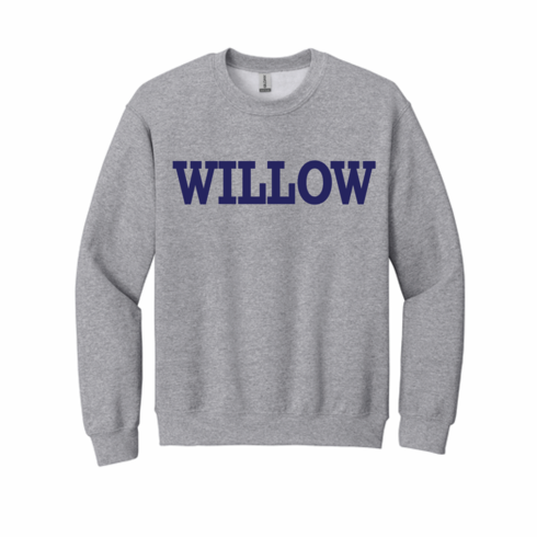 GILDAN SPORT GREY CREW SWEAT WITH WILLOW WORD LOGO