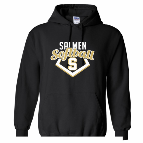 GILDAN UNISEX BLACK COTTON HOODED SWEATSHIRT WITH SCREENED LOGO