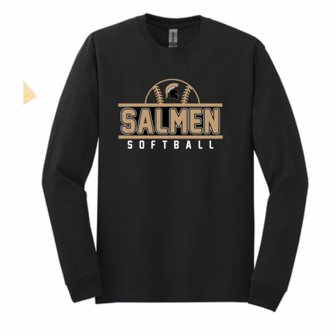 GILDAN UNISEX BLACK COTTON LONG SLEEVE SHIRT W SCREENED LOGO