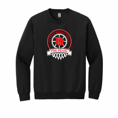 GILDAN UNISEX BLACK CREW SWEAT WITH SCREENED LOGO