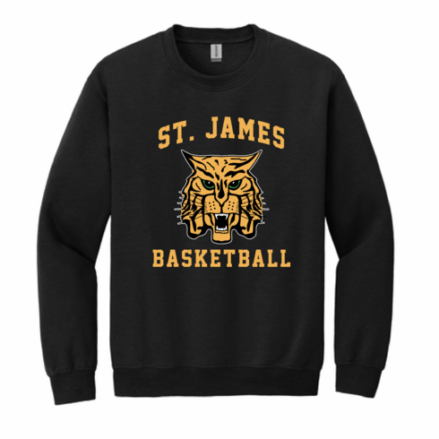 GILDAN UNISEX BLACK CREW SWEAT WITH SCREENED LOGO