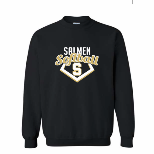 GILDAN UNISEX BLACK CREW SWEATSHIRT WITH SCREENED LOGO