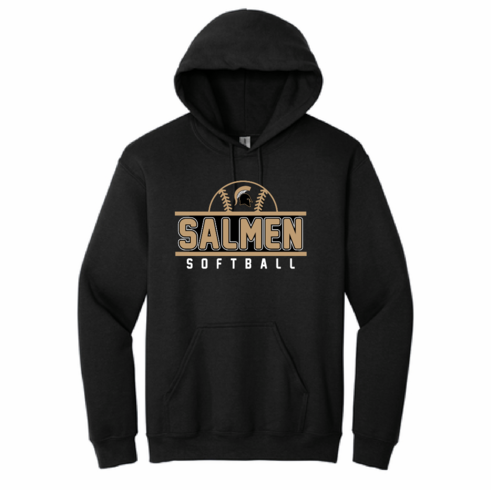 GILDAN UNISEX BLACK HOODIE WITH SCREENED LOGO ON FRONT