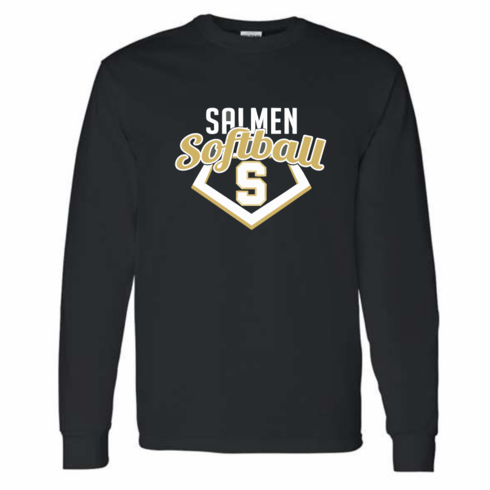 GILDAN UNISEX BLACK LONG SLEEVE SHIRT WITH SCREENED LOGO