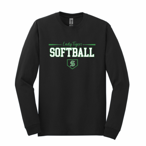 GILDAN UNISEX BLACK LONG SLEEVE SHIRT WITH SCREENED LOGO