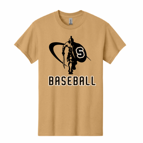 GILDAN UNISEX OLD GOLD COTTON TSHIRT W SCREENED LOGO