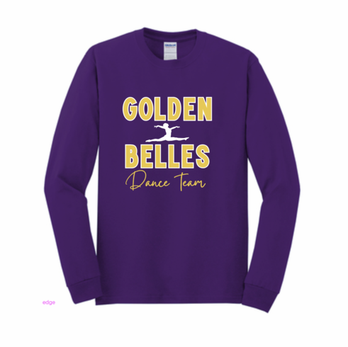 GILDAN UNISEX PURPLE COTTON LONG SLEEVE SHIRT W SCREENED LOGO 