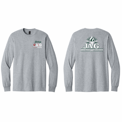 GILDAN UNISEX SPORT GREY COTTON LONG SLEEVE WITH SCREENED LOGOS FRONT AND BACK