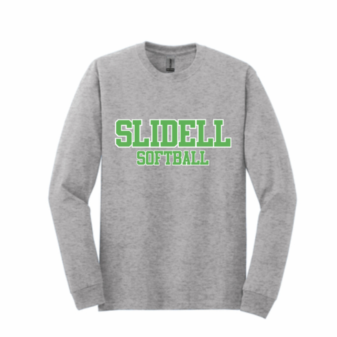 GILDAN UNISEX SPORT GREY CREW SWEAT W SCREENED LOGO
