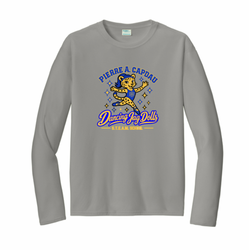 GREY UNISEX DRIFIT LONG SLEEVE SHIRT WITH SCREENED LOGO