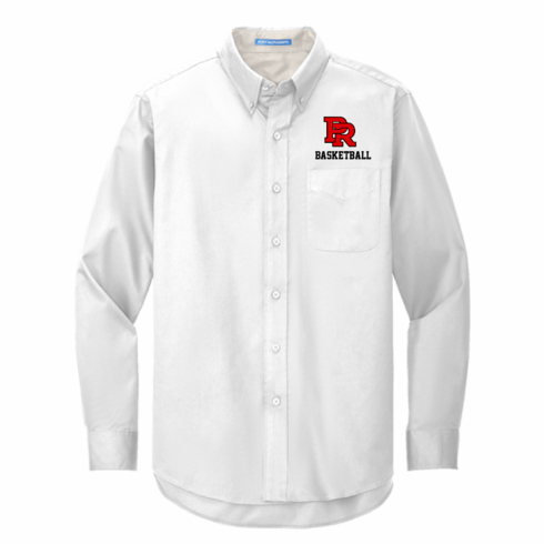 *MANDATORY* WHITE FULL BUTTON OXFORD DRESS SHIRT WITH EMBROIDERED LOGO